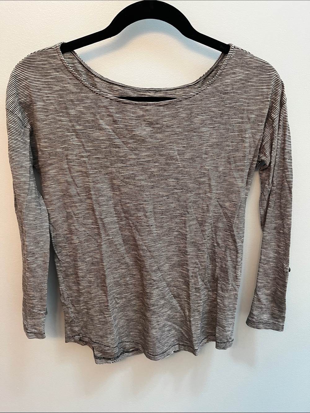 LOFT Striped Long-Sleeve Boatneck Top - Black & White